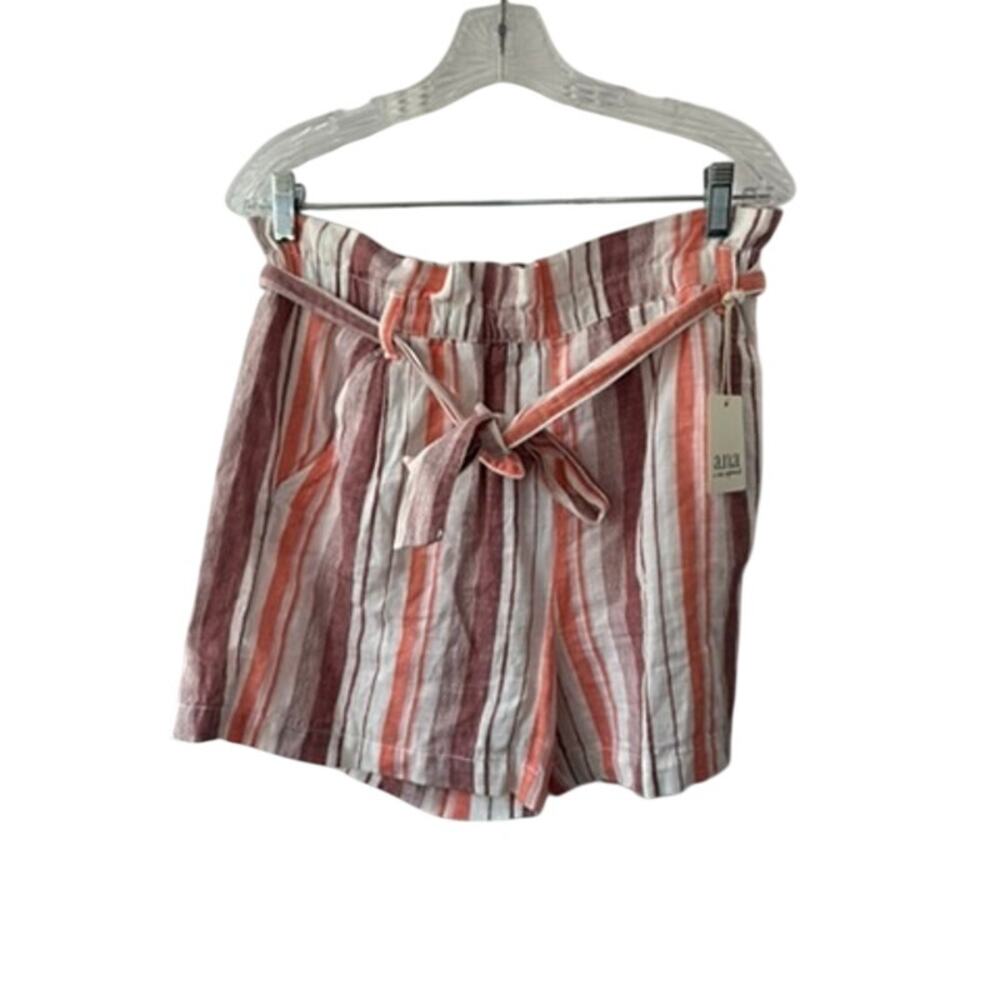A New Approach Rust Tessa Stripe Tie Waist Shorts Women's Size Medium New